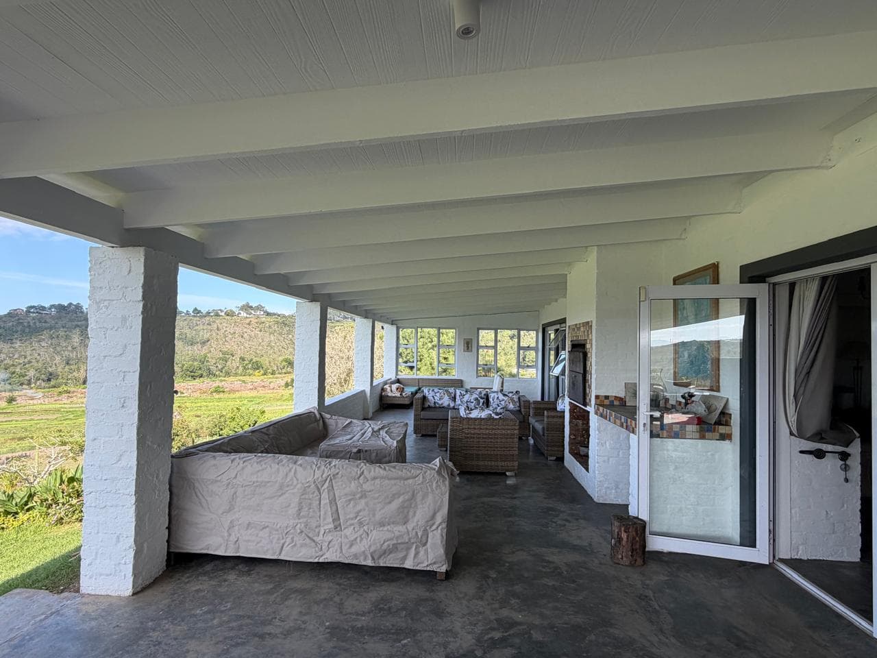 The repaired veranda from the far end, new ceiling running the full length